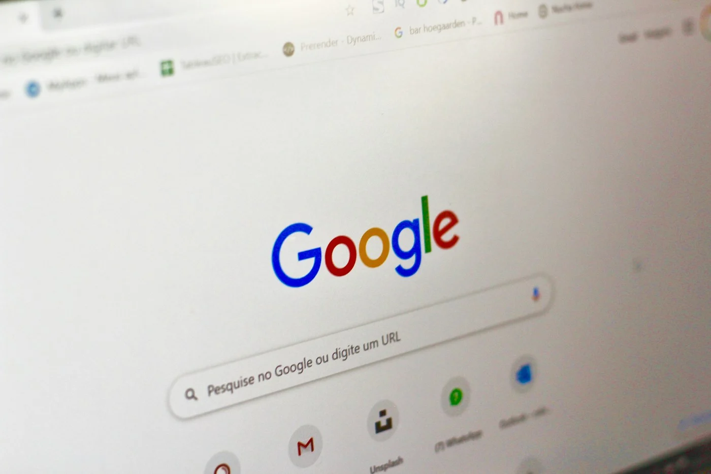 Computerscherm met de zoekpagina van Google